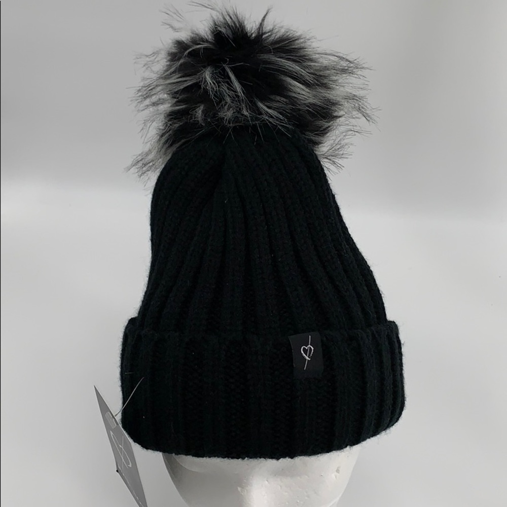 Black Heart equestrian cuff beanie